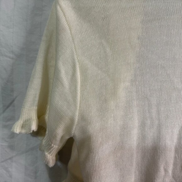 Knit Minded Cream Color Cardigan Size Large Short Sleeve - Picture 12 of 12